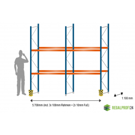 SLP Palettenregal 5,7 m breit, 2,73 m hoch, 2 Ebenen, 18 Palettenplätze ...