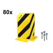 80x Maschinenschutzecke 300 mm hoch Schutzwinkel Anfahrschutz L-Form, 90° Winkel, schwarz gelb, inkl. 320x Bodenanker