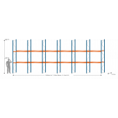 SLP Palettenregal 16,90 m breit, 3,99 m hoch, 1,1 m tief, 2 Ebenen für 54 Palettenplätze je 1000 kg Traglast