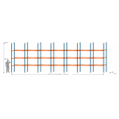 SLP Palettenregal 19,70 m breit, 3,99 m hoch, 1,1 m tief, 3 Ebenen für 84 Palettenplätze je 1000 kg Traglast