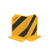 Massive 3 mm Rammschutzecke Palettenregal Anfahrschutz L-Form, 200 mm hoch, 90° Winkel, schwarz gelb, inkl. 4x B10 Bodenanker