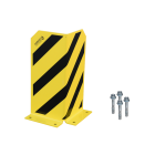 Massive 5 mm Rammschutzecke Palettenregal Anfahrschutz L-Form, 400 mm hoch, 90° Winkel, schwarz gelb, inkl. 4x M12 Bodenanker